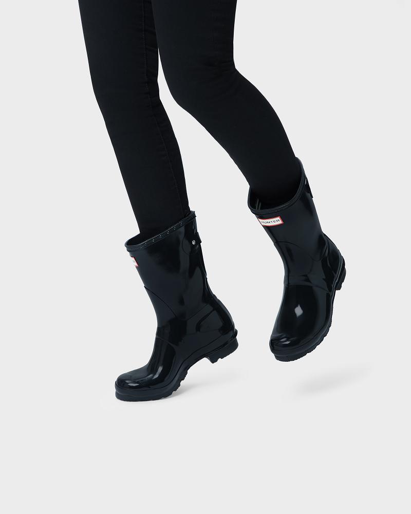 Bottes de Pluie Hunter Corta Back Adjustable Gloss  Femme | AKS-5285063