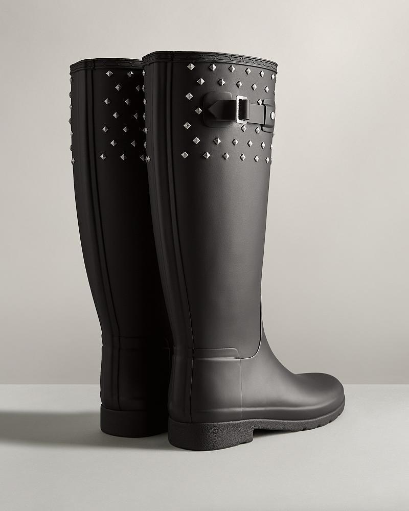 Bottes de Pluie Hunter Refined Slim Fit Alti Stud Cuff  Femme | QIW-4562737